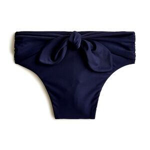 J.Crew front tie knot High Waist Moderate Coverage bikini bottoms, small, blue